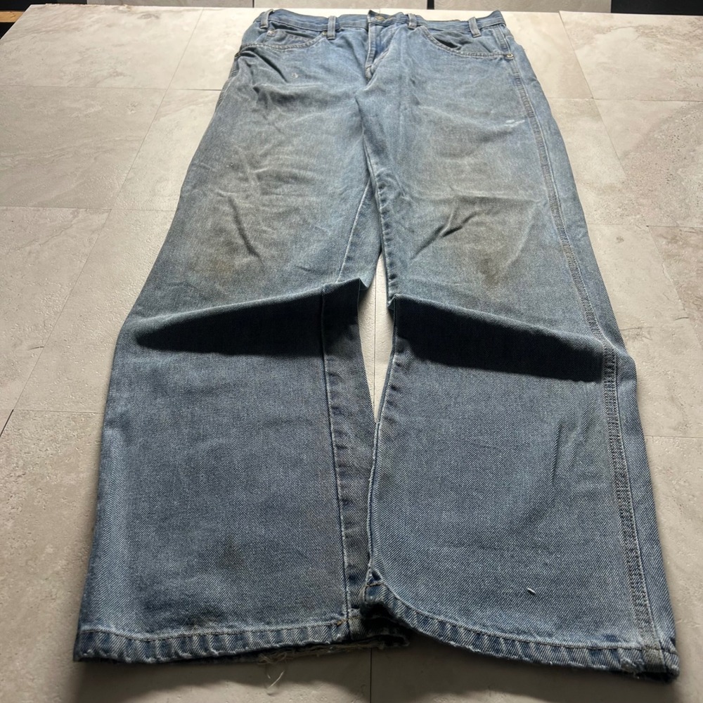 Rivet Supply Co Straight Leg Jeans Blue Mens 32x32 Distressed Workwear Denim